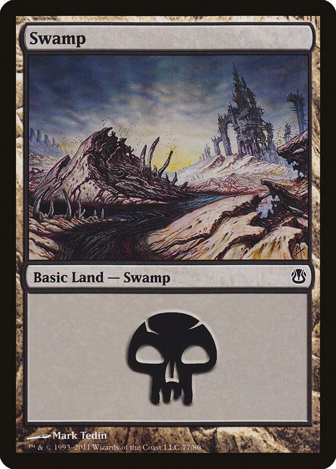 Swamp 77 card from Duel Decks: Ajani vs. Nicol Bolas