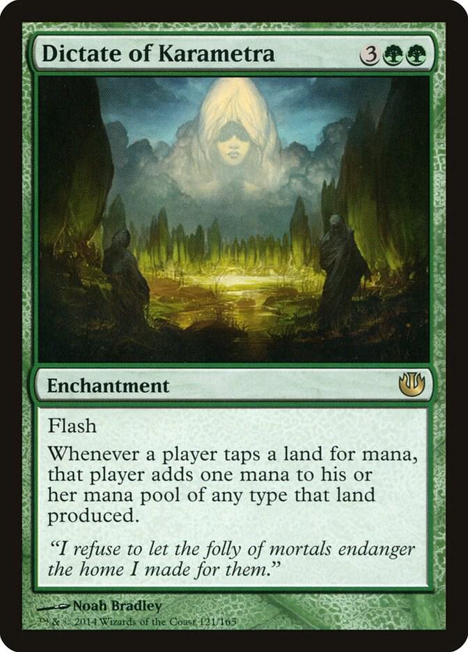Dictate of Karametra 121 card from Journey Into Nyx