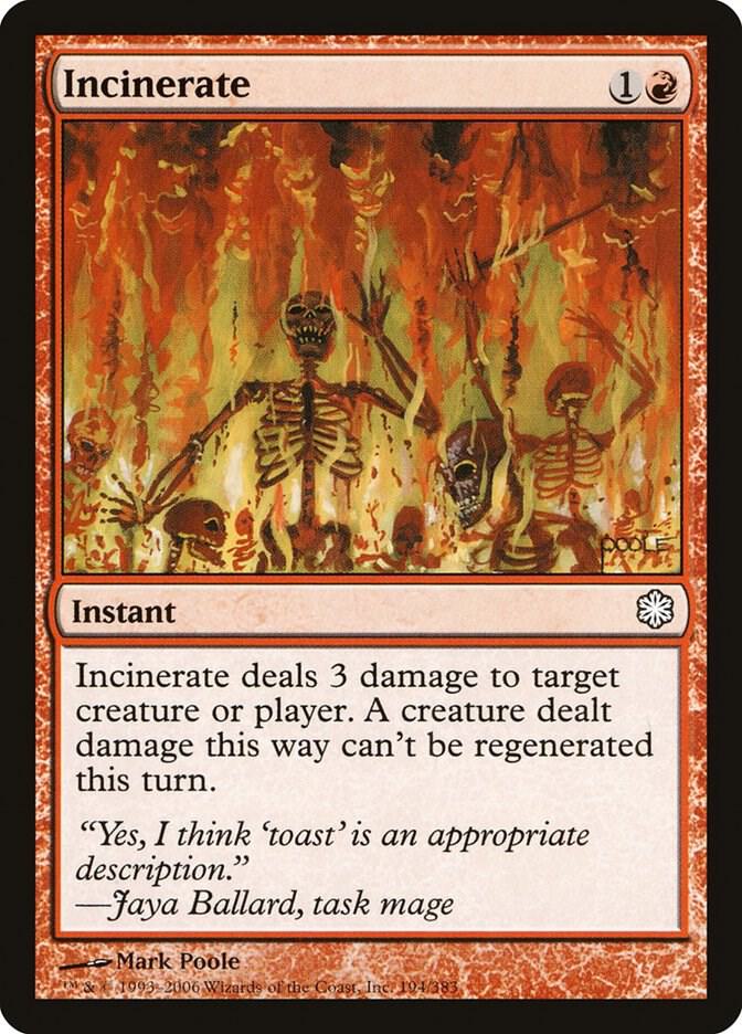 Incinerate 194 card from Coldsnap Theme Deck Reprints