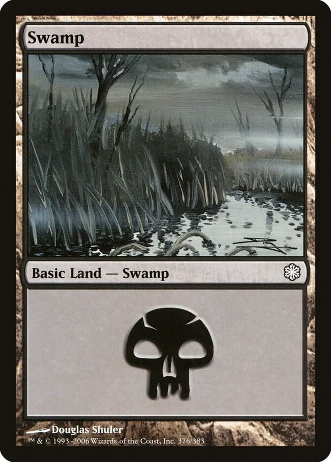 Swamp 376 card from Coldsnap Theme Deck Reprints