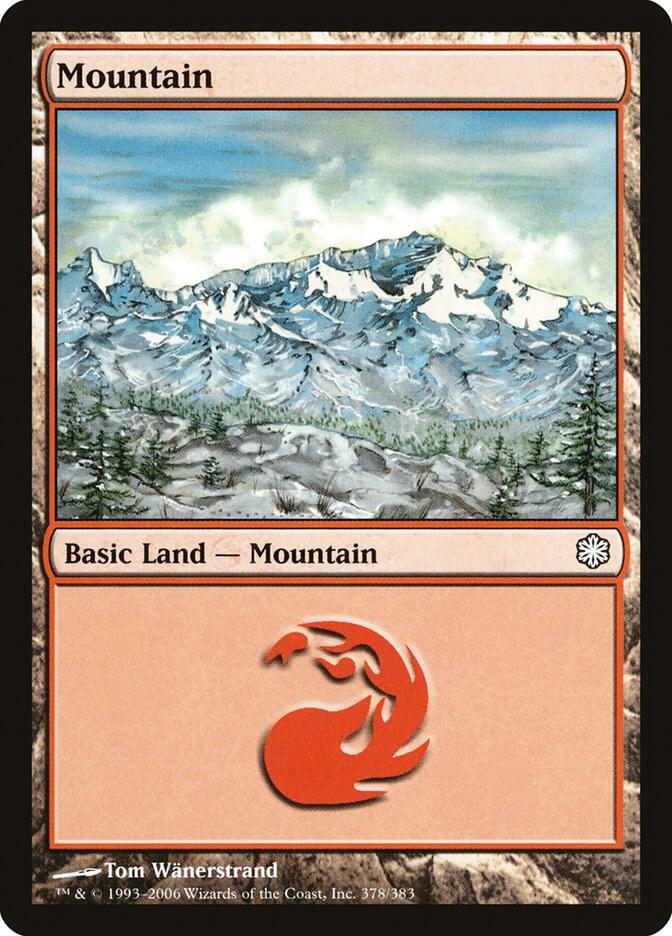 Mountain 378 card from Coldsnap Theme Deck Reprints