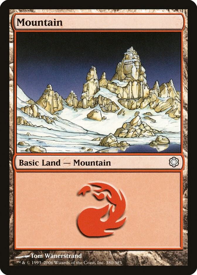 Mountain 380 card from Coldsnap Theme Deck Reprints