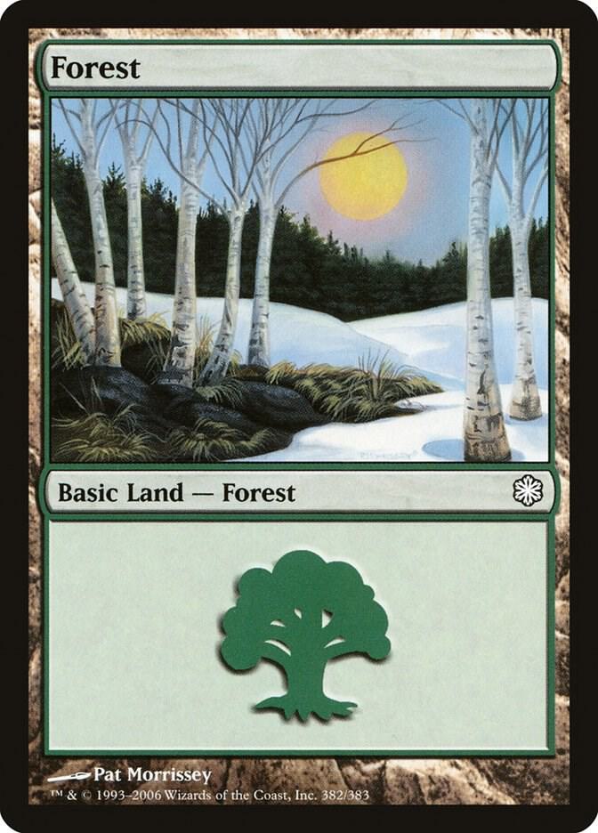 Forest 382 card from Coldsnap Theme Deck Reprints