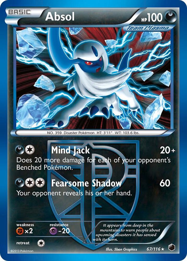 Absol (Team Plasma) 67/116 card from Plasma Freeze