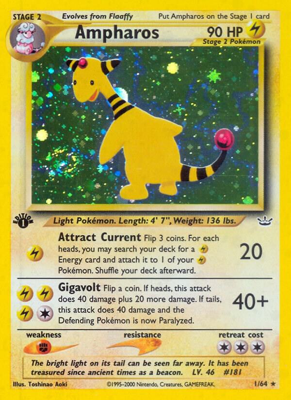 Ampharos 01/64 card from Neo Revelation