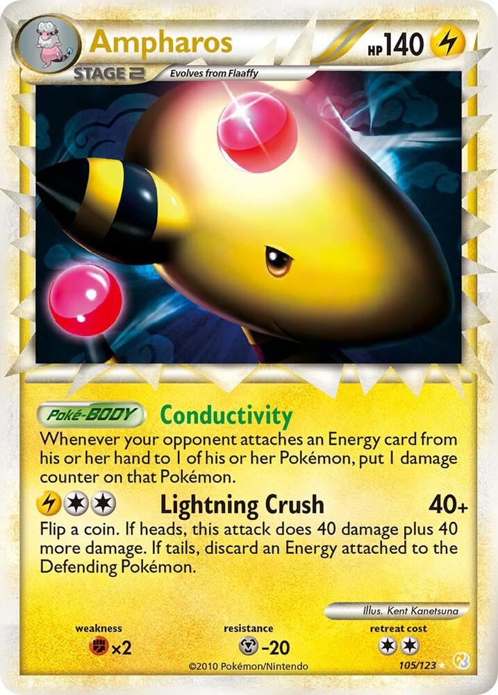 Ampharos (Prime) 105/123 card from HeartGold SoulSilver