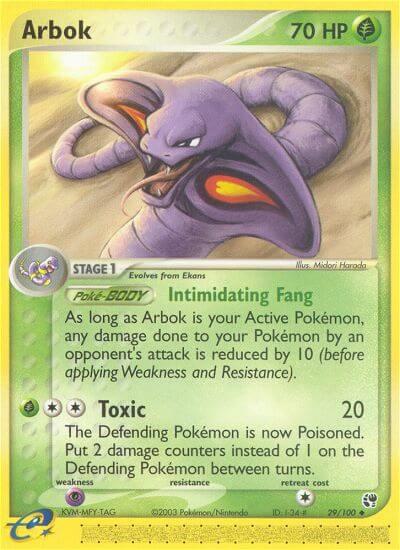 Arbok 29/100 card from Sandstorm