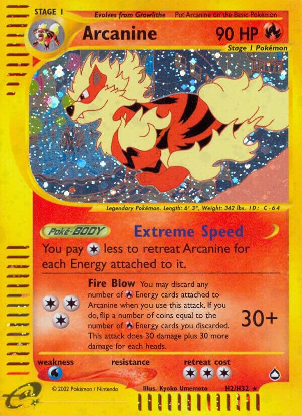Arcanine (H2) H02/H32 card from Aquapolis