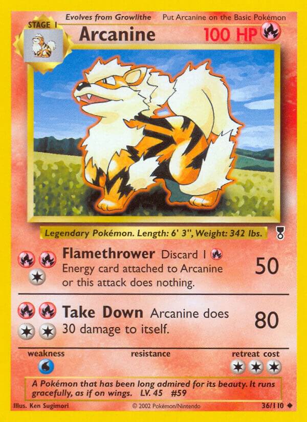 Arcanine 036/110 card from Legendary Collection