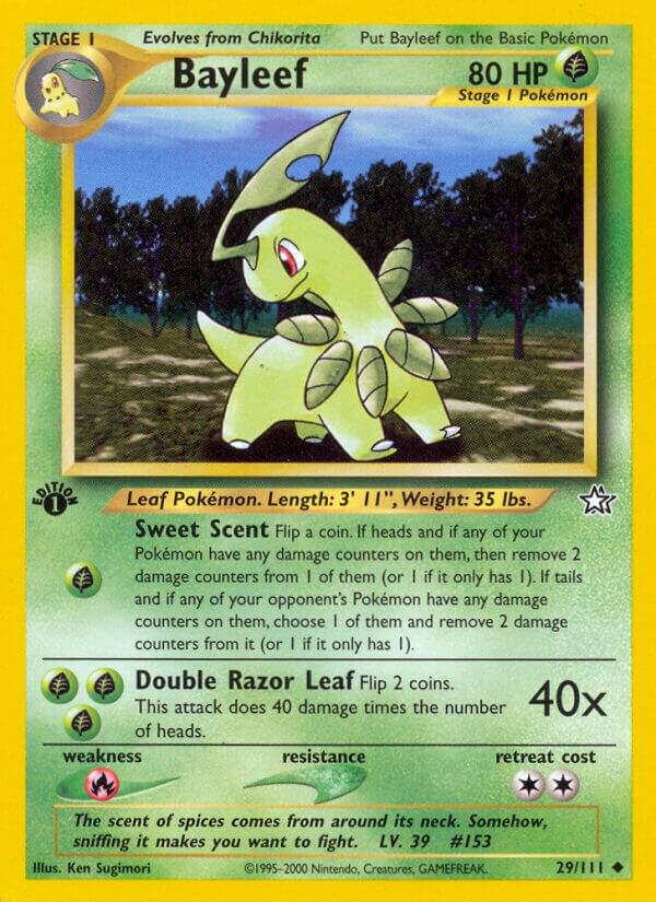 Bayleef (29) 029/111 card from Neo Genesis