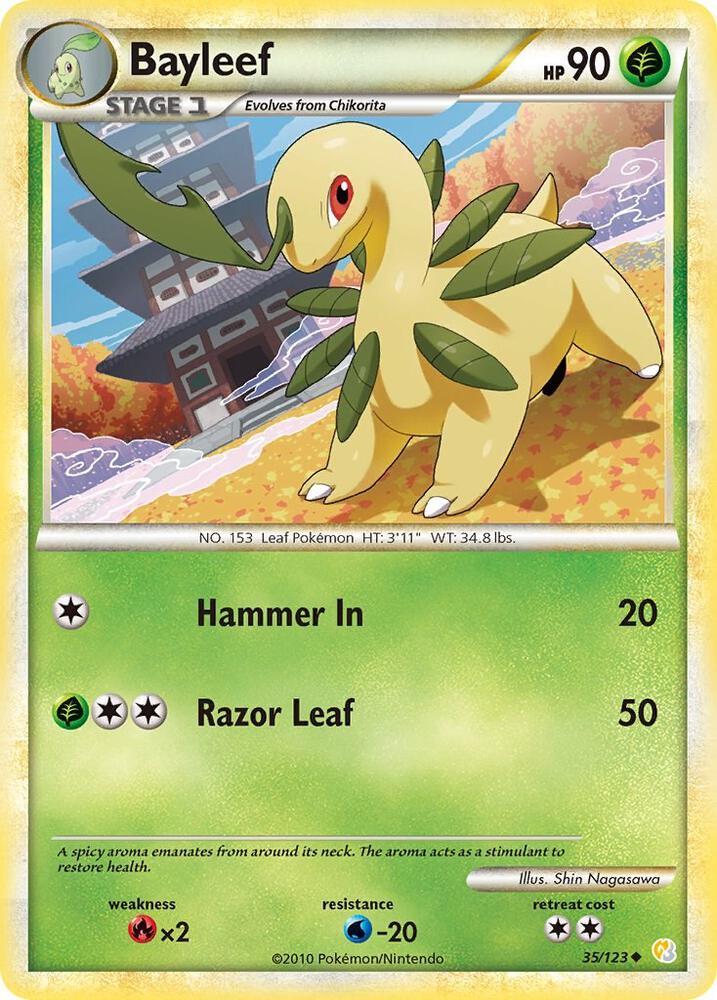 Bayleef 35/123 card from HeartGold SoulSilver