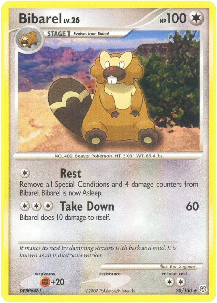 Bibarel 20/130 card from Diamond and Pearl