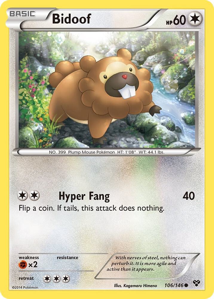 Bidoof 106/146 card from XY Base Set