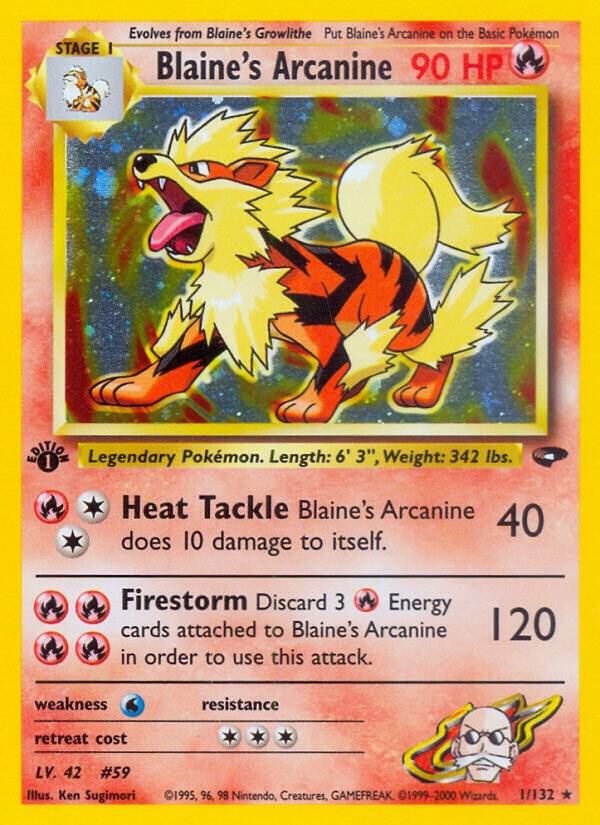 Blaine's Arcanine 001/132 card from Gym Challenge