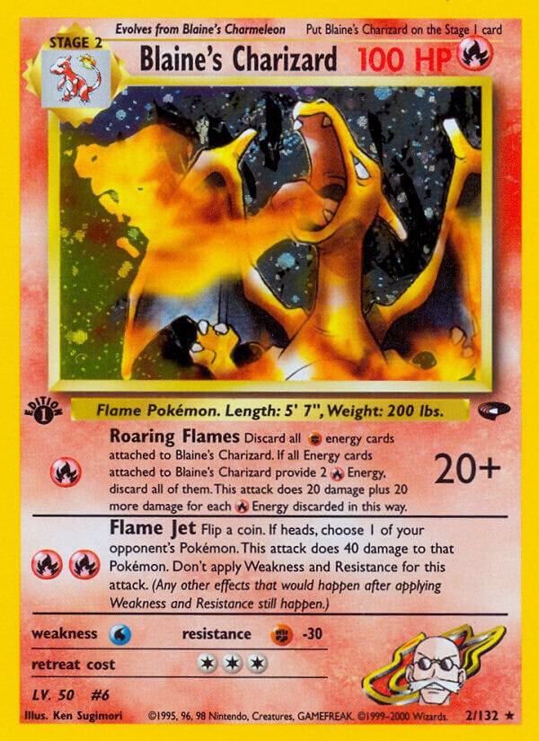 Blaine's Charizard 002/132 card from Gym Challenge