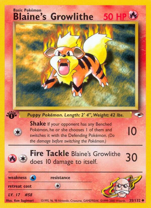 Blaine's Growlithe (35) 035/132 card from Gym Heroes