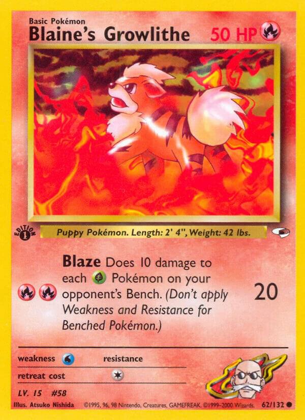 Blaine's Growlithe (62) 062/132 card from Gym Heroes