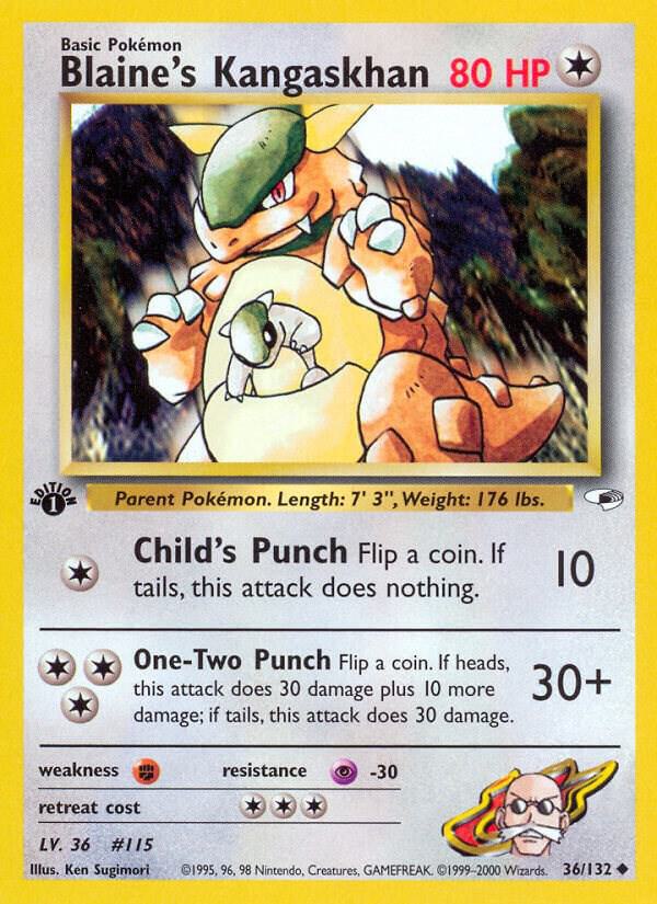 Blaine's Kangaskhan 036/132 card from Gym Heroes