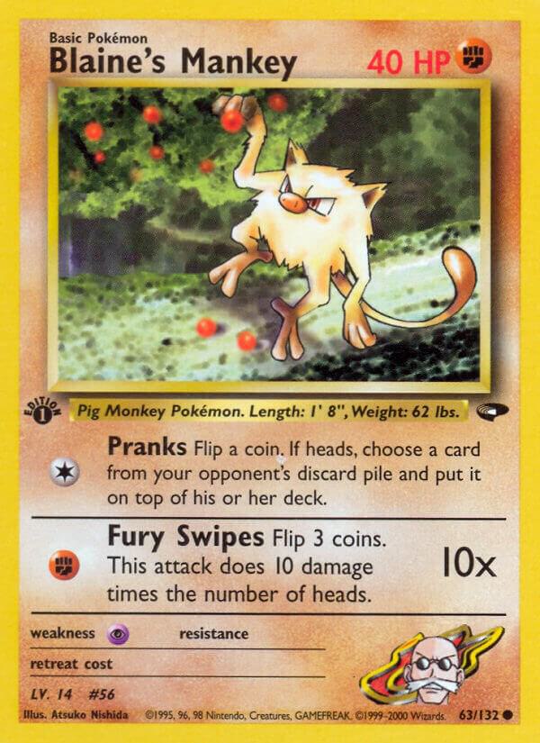 Blaine's Mankey 063/132 card from Gym Challenge