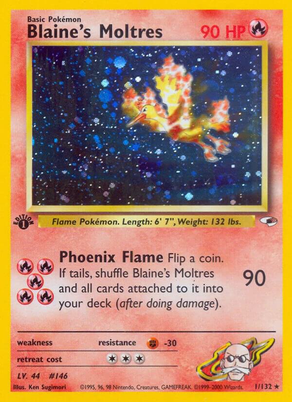 Blaine's Moltres 001/132 card from Gym Heroes