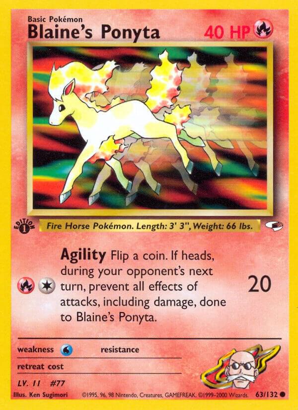 Blaine's Ponyta 063/132 card from Gym Heroes