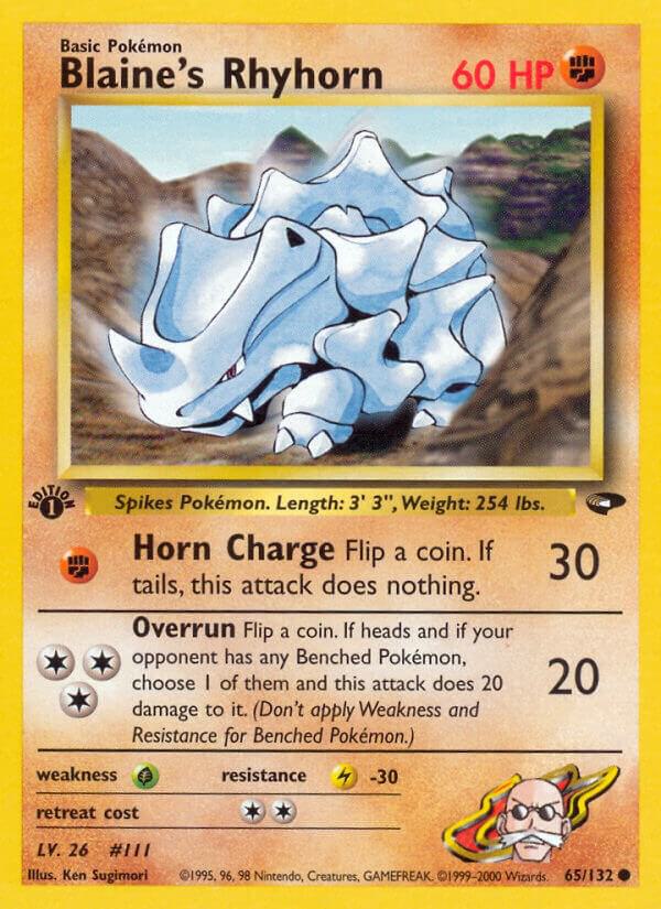 Blaine's Rhyhorn 065/132 card from Gym Challenge