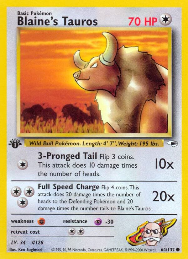Blaine's Tauros 064/132 card from Gym Heroes