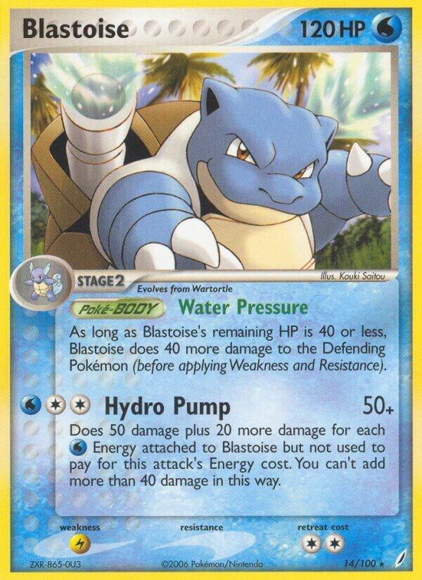 Blastoise 14/100 card from Crystal Guardians