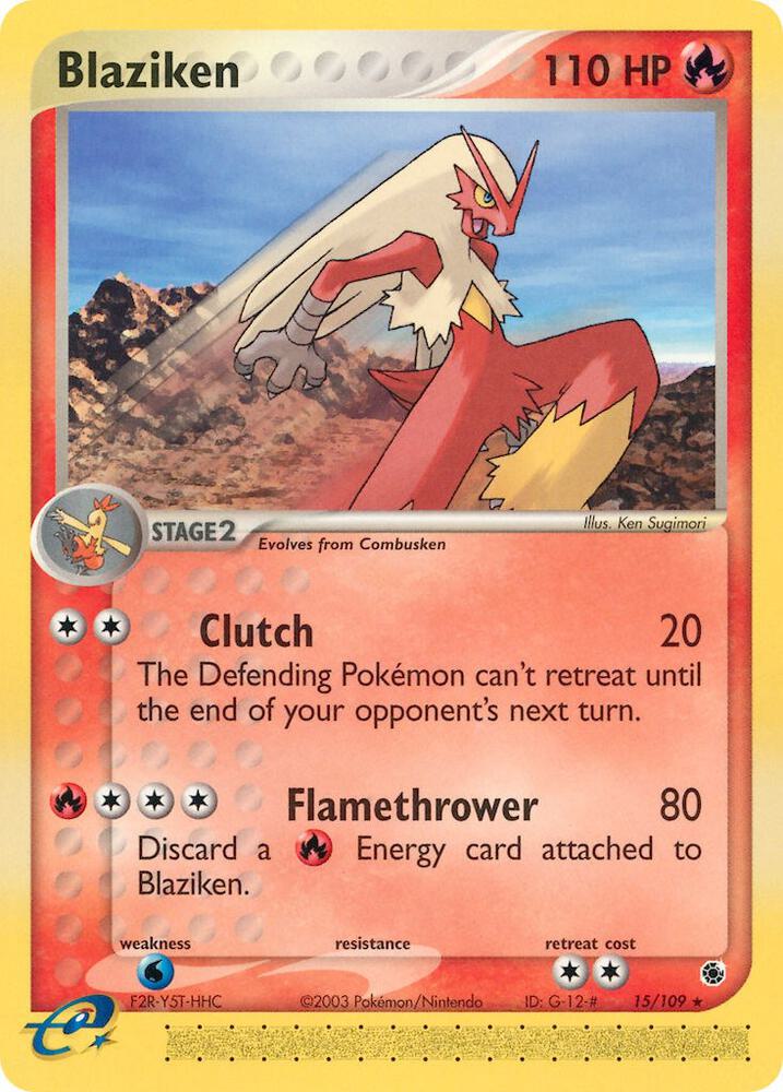 Blaziken 15/109 card from Ruby and Sapphire