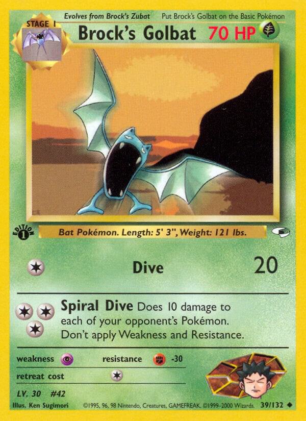 Brock's Golbat 039/132 card from Gym Heroes