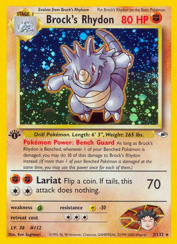Brock's Rhydon 002/132 card from Gym Heroes