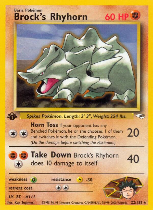Brock's Rhyhorn (22) 022/132 card from Gym Heroes