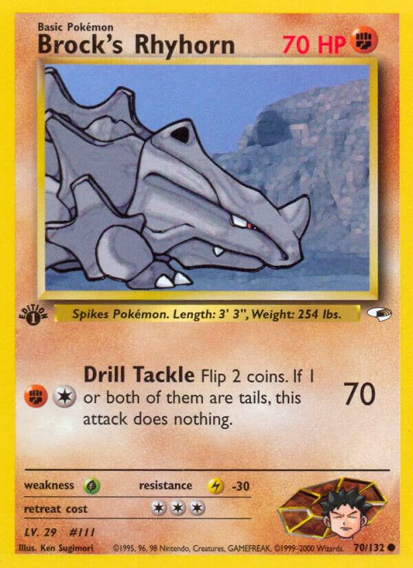 Brock's Rhyhorn (70) 070/132 card from Gym Heroes