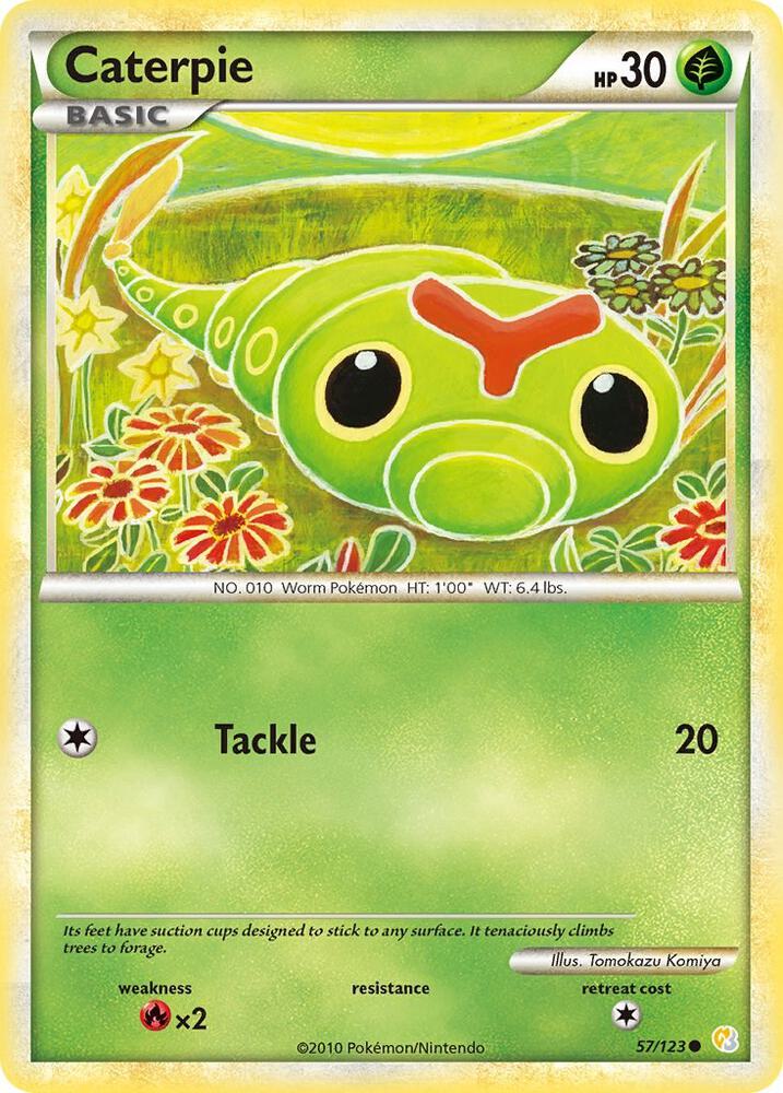 Caterpie 57/123 card from HeartGold SoulSilver
