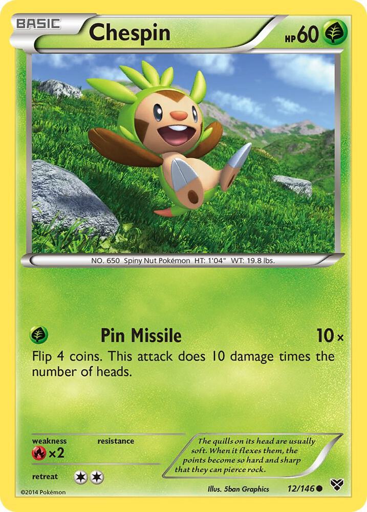 Chespin 12/146 card from XY Base Set