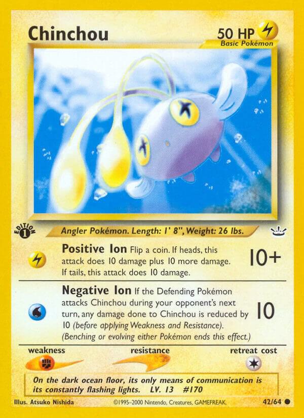 Chinchou 42/64 card from Neo Revelation