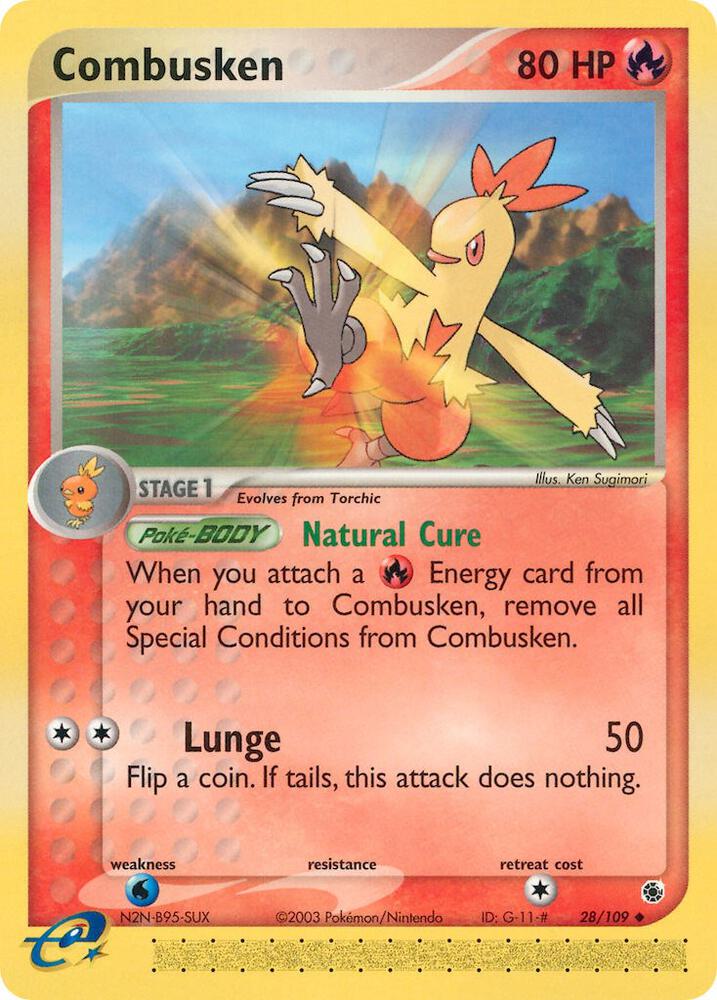 Combusken 28/109 card from Ruby and Sapphire