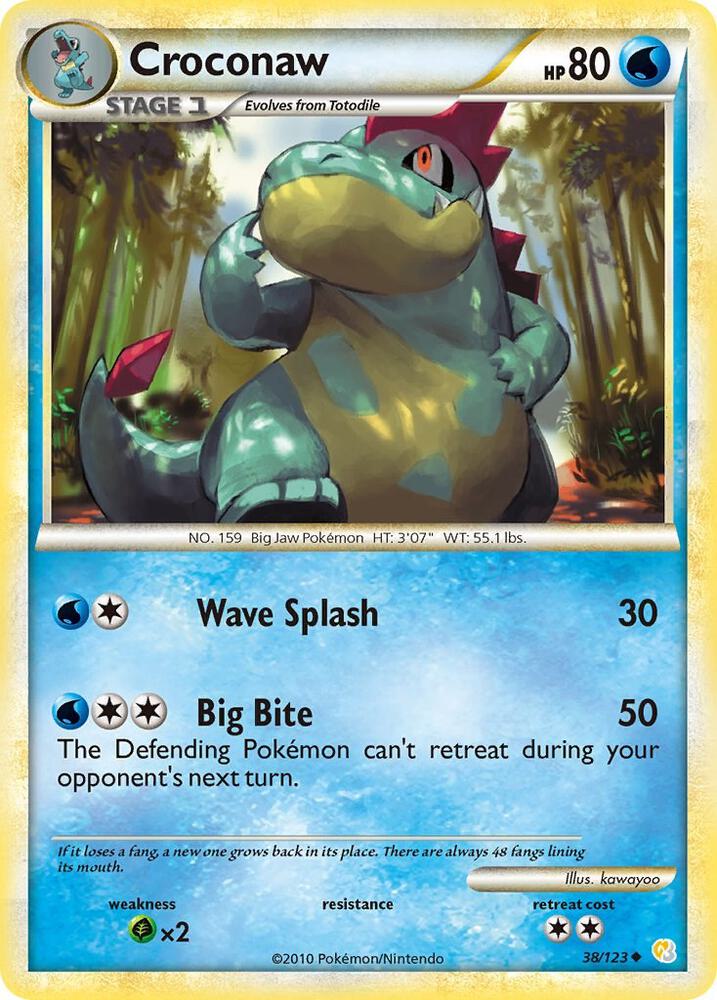 Croconaw 38/123 card from HeartGold SoulSilver
