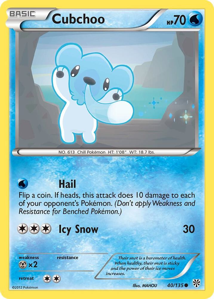 Cubchoo 40/135 card from Plasma Storm