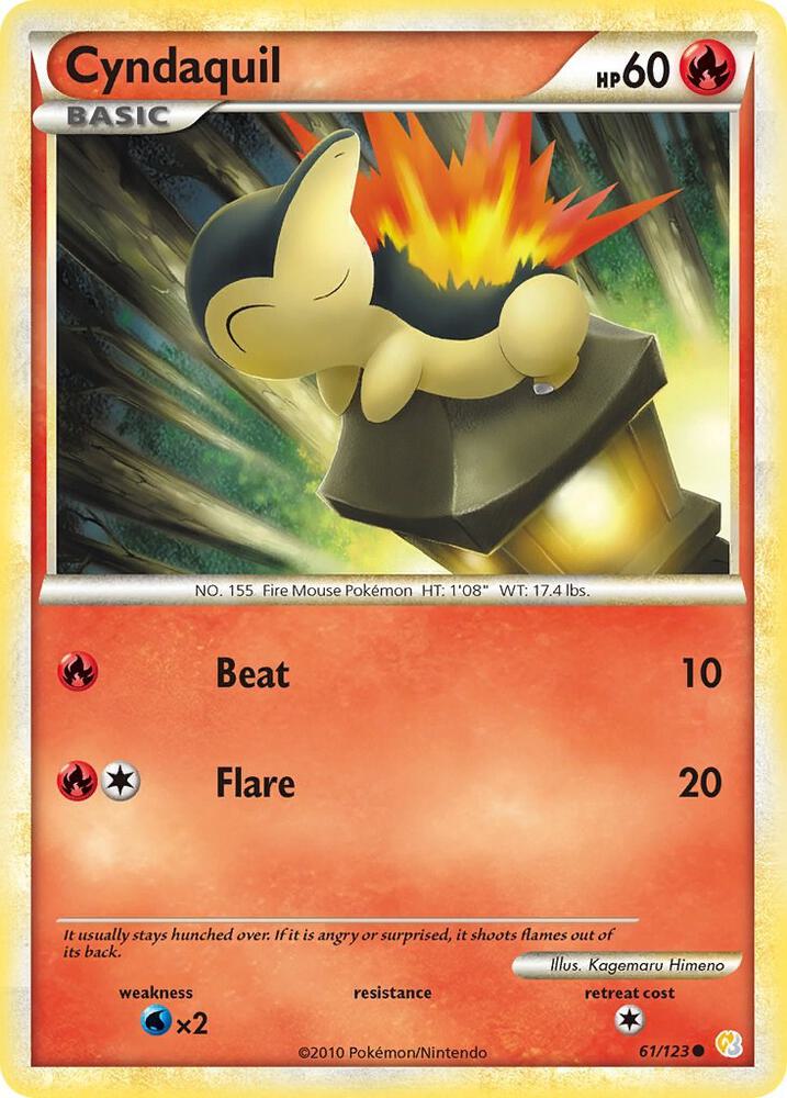 Cyndaquil 61/123 card from HeartGold SoulSilver