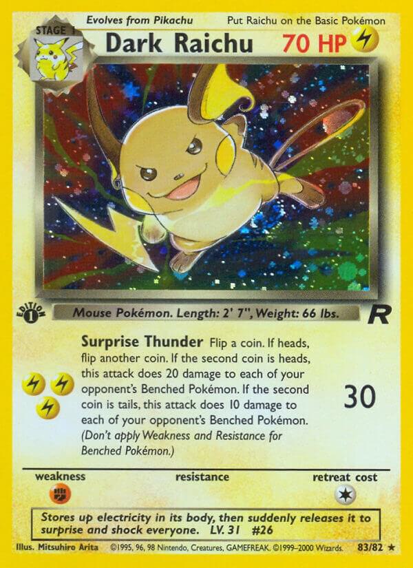 Dark Raichu 83/82 card from Team Rocket