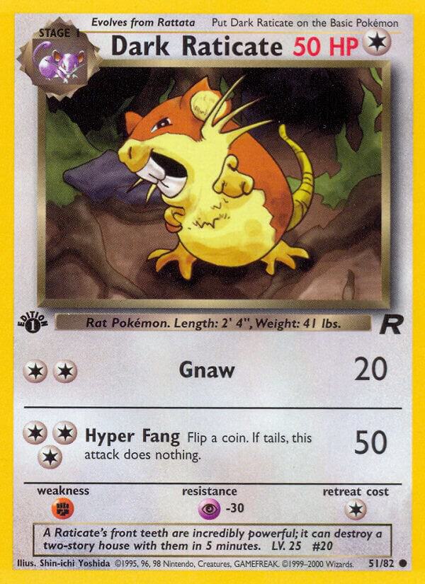 Dark Raticate 51/82 card from Team Rocket