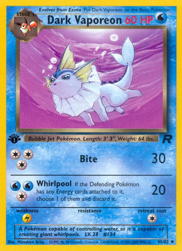 Dark Vaporeon 45/82 card from Team Rocket