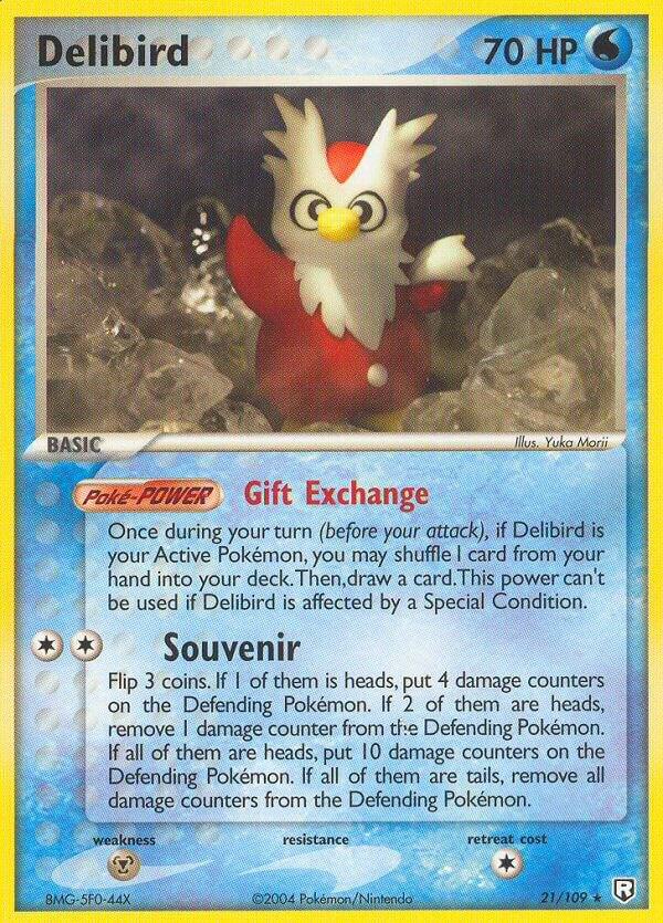 Delibird 21/109 card from Team Rocket Returns