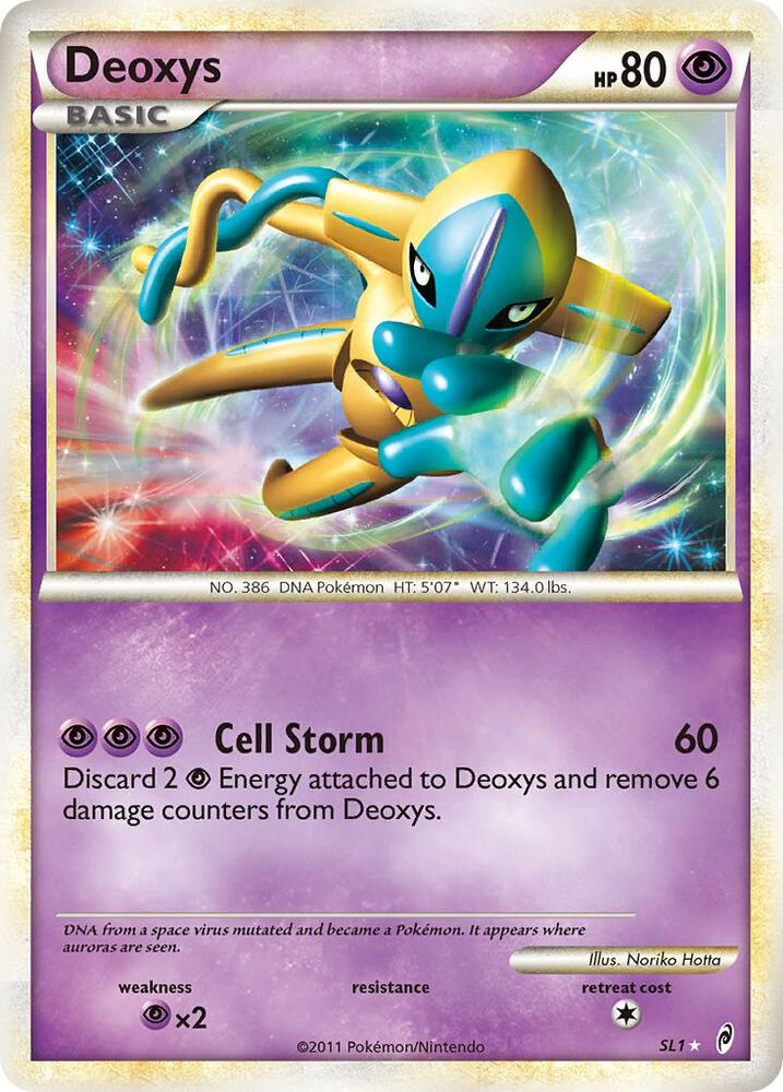 Deoxys (Shiny) SL1 card from Call of Legends