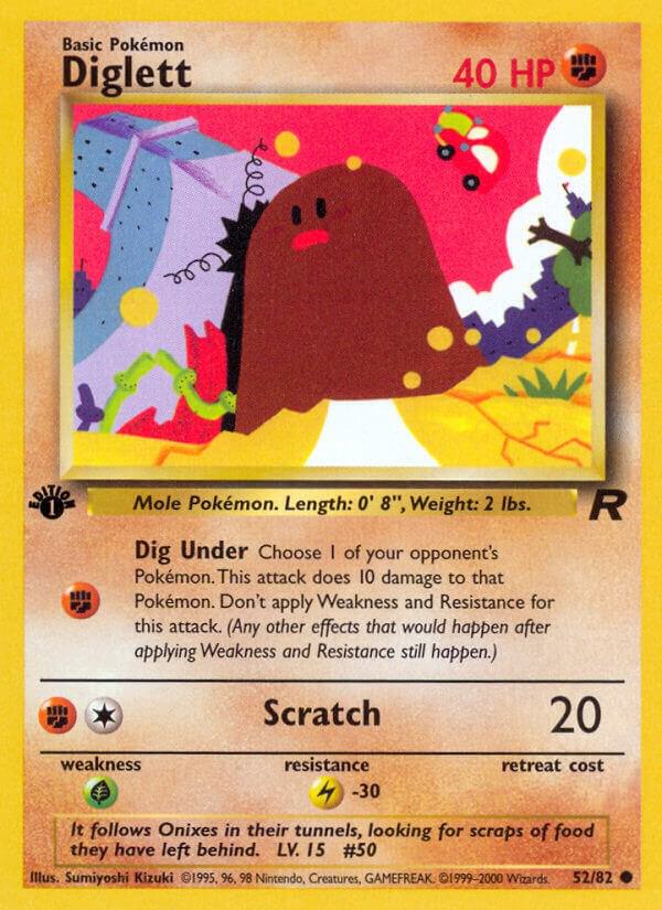 Diglett 52/82 card from Team Rocket