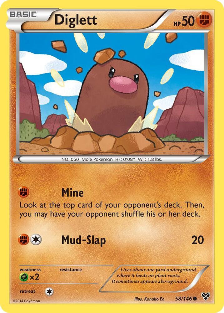 Diglett 58/146 card from XY Base Set