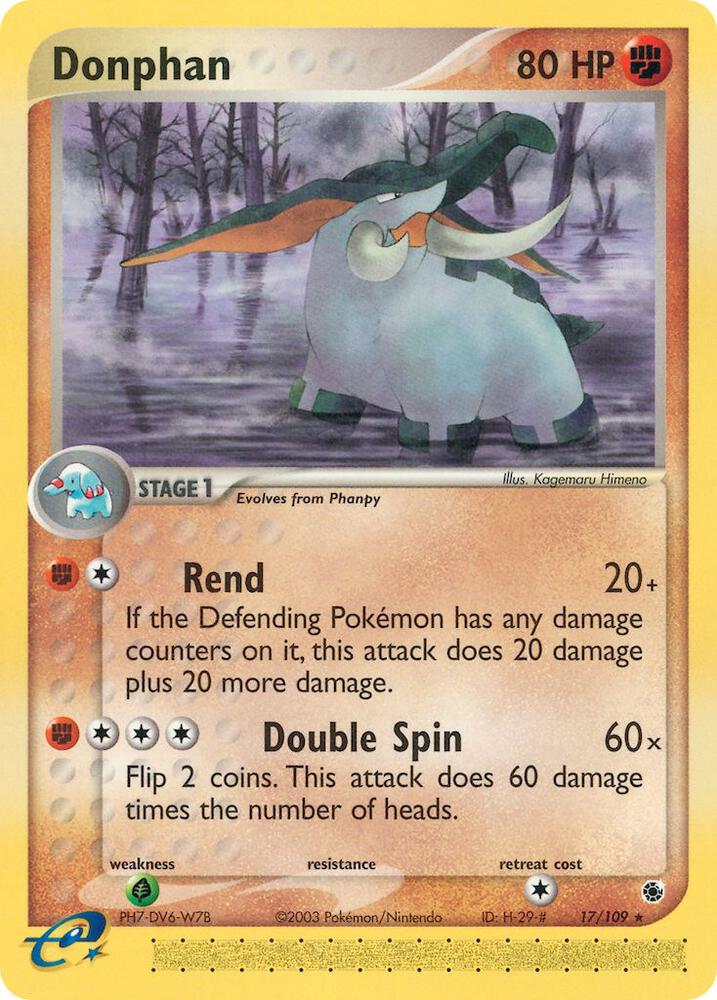 Donphan 17/109 card from Ruby and Sapphire