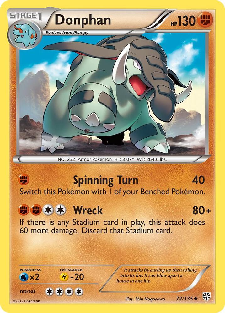 Donphan 72/135 card from Plasma Storm