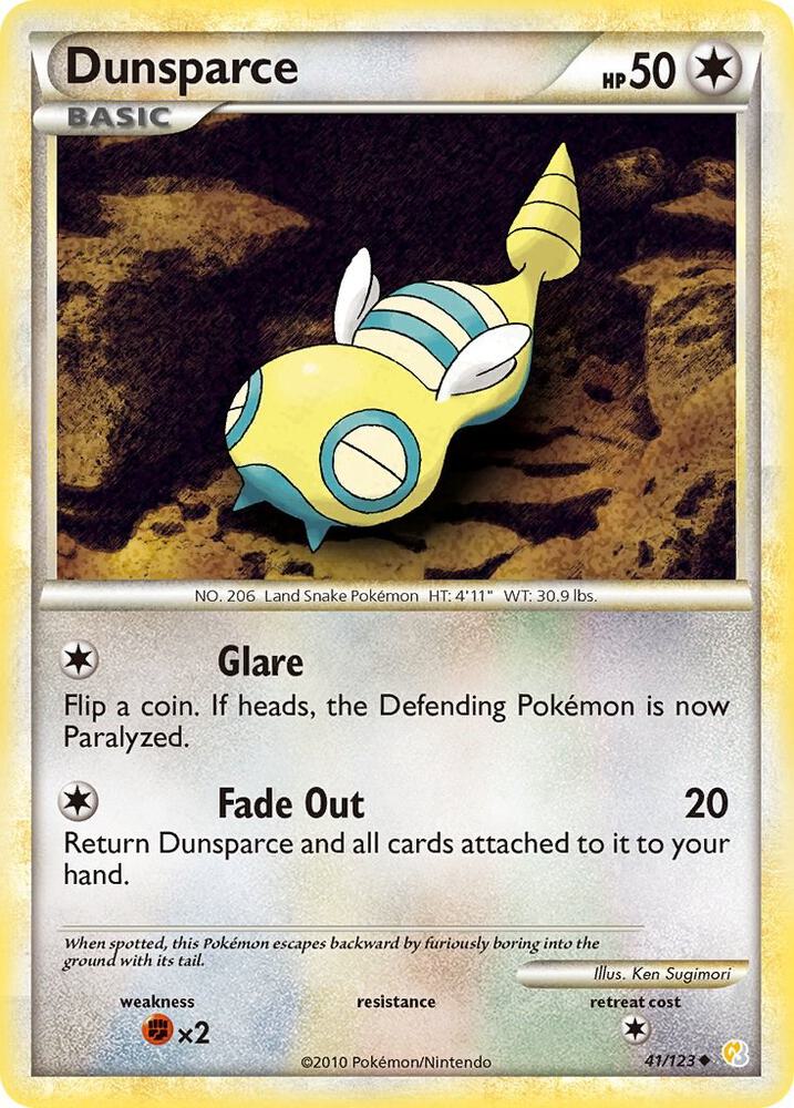 Dunsparce 41/123 card from HeartGold SoulSilver